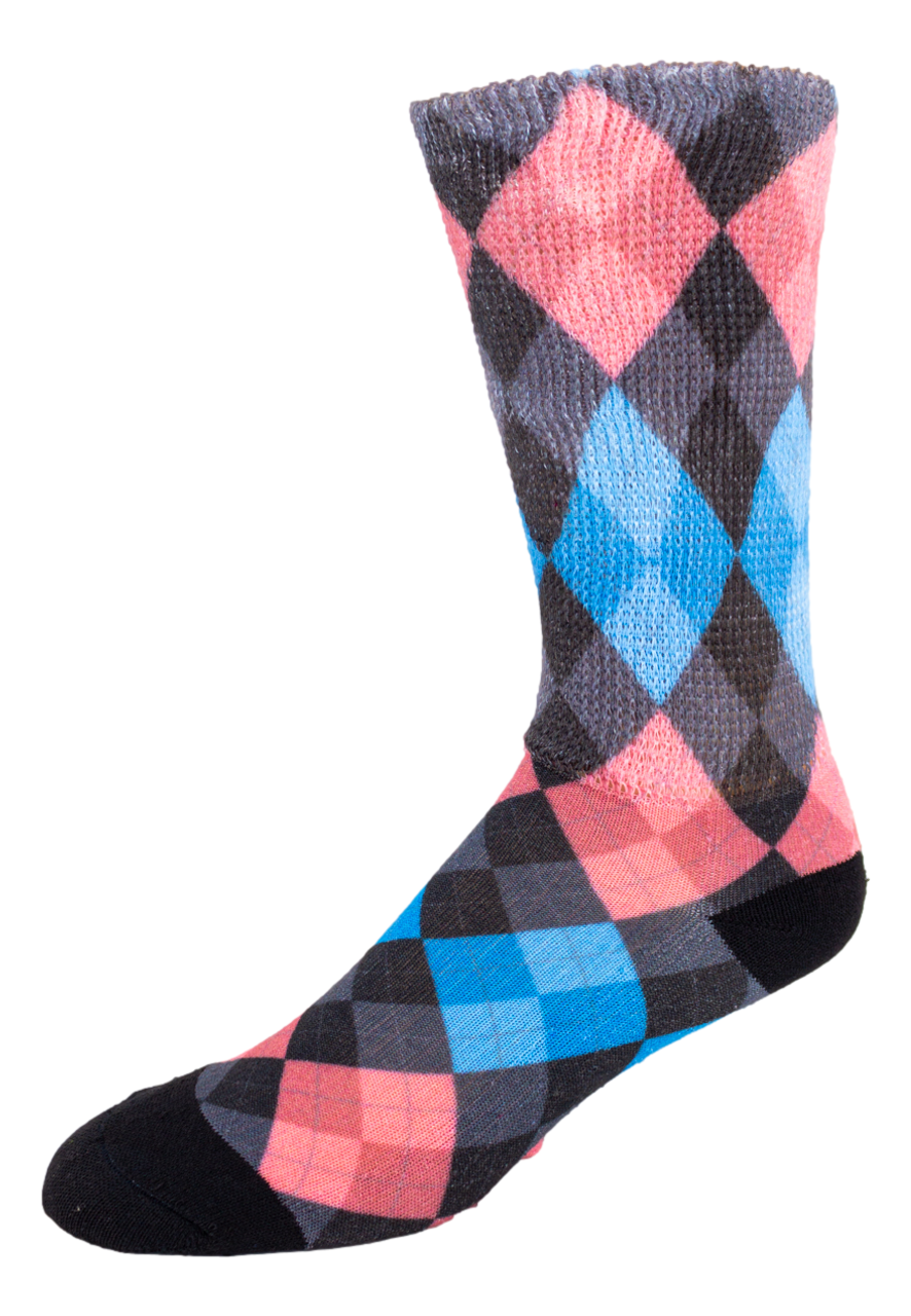 Argyle Blue N Red Diabetic Socks
