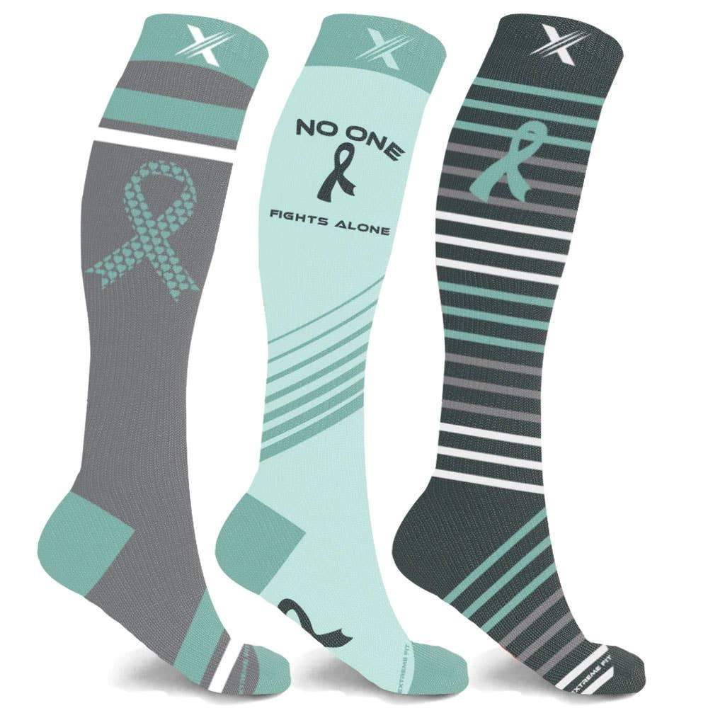 Extreme Fit Compression Socks S/M Ovarian Cancer Awareness Compression Socks (3 Pairs)