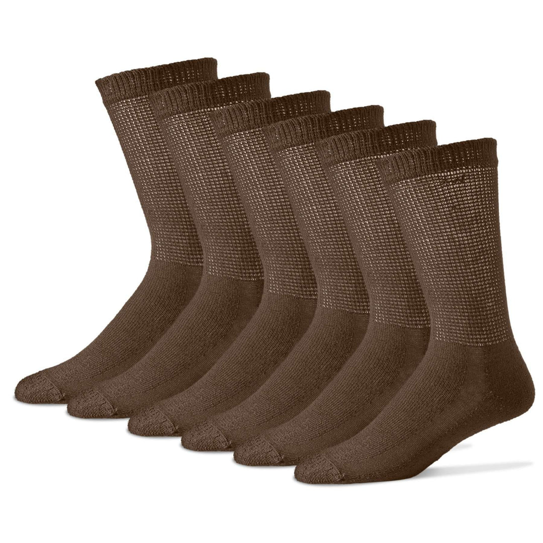 Physician's Choice Diabetic Socks X-Large / Crew / Brown Diabetic Socks (12 Pairs)