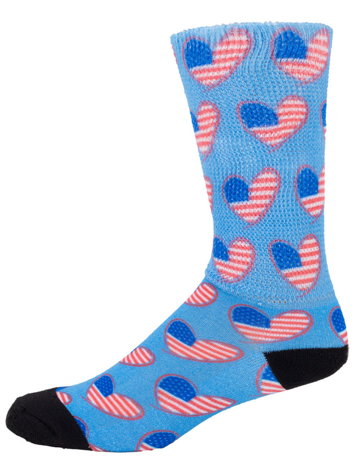 American Flag Hearts Diabetic Socks