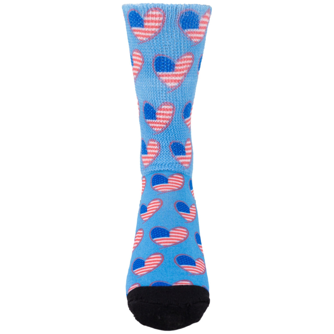 American Flag Hearts Diabetic Socks