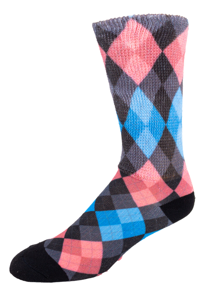 Argyle Blue N Red Diabetic Socks