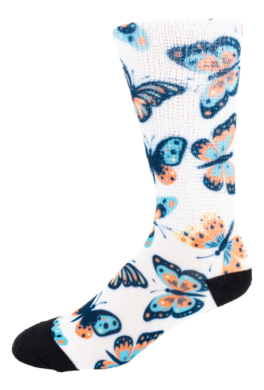 Butterfly Orange & Teal Diabetic Socks
