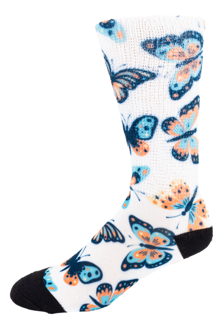Butterfly Orange & Teal Diabetic Socks