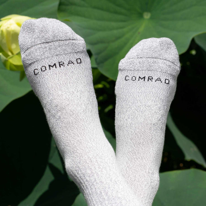 Combed Cotton Crew Socks - Heather Grey