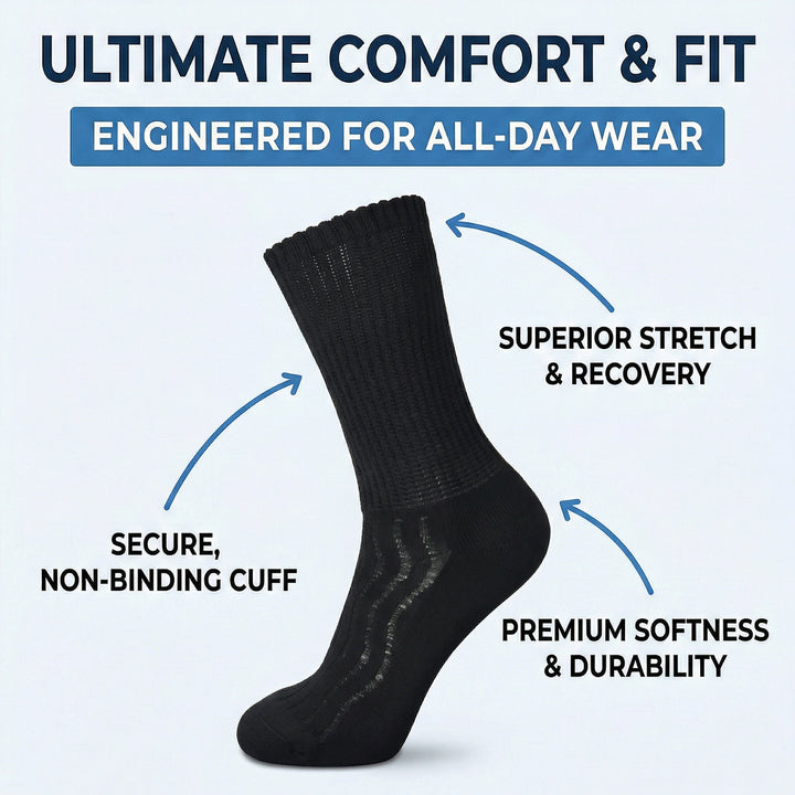 Bamboo Diabetic Crew Socks, Multi-Pack