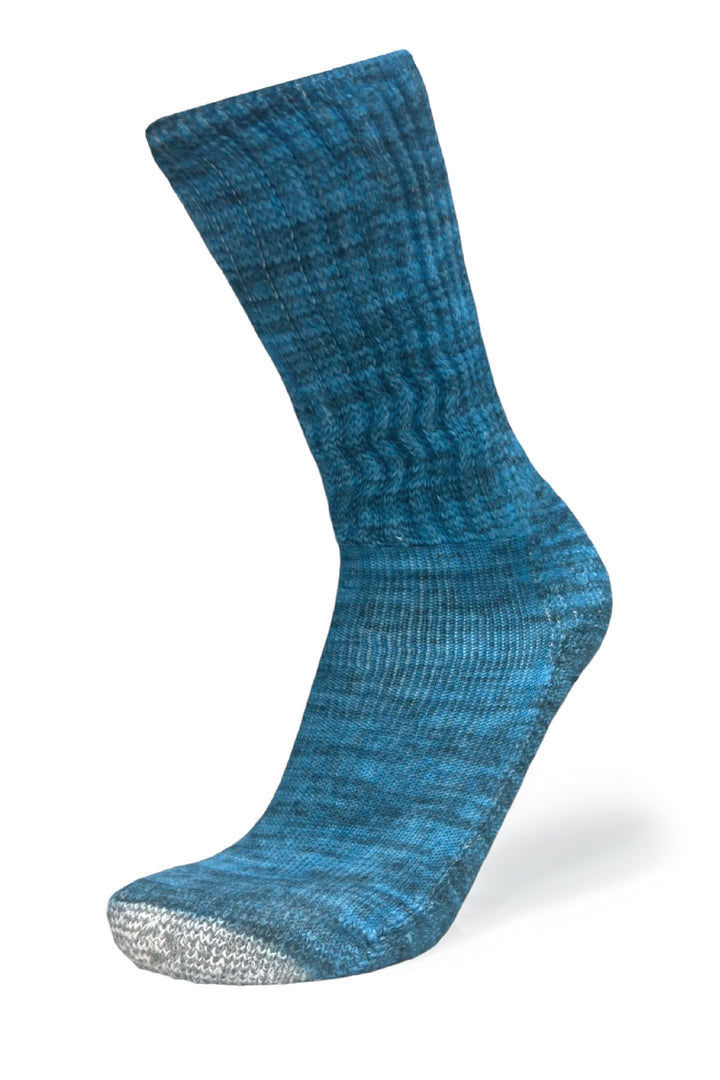 Cozy Diabetic Comfort Relax Fit Heather Blue Crew Socks