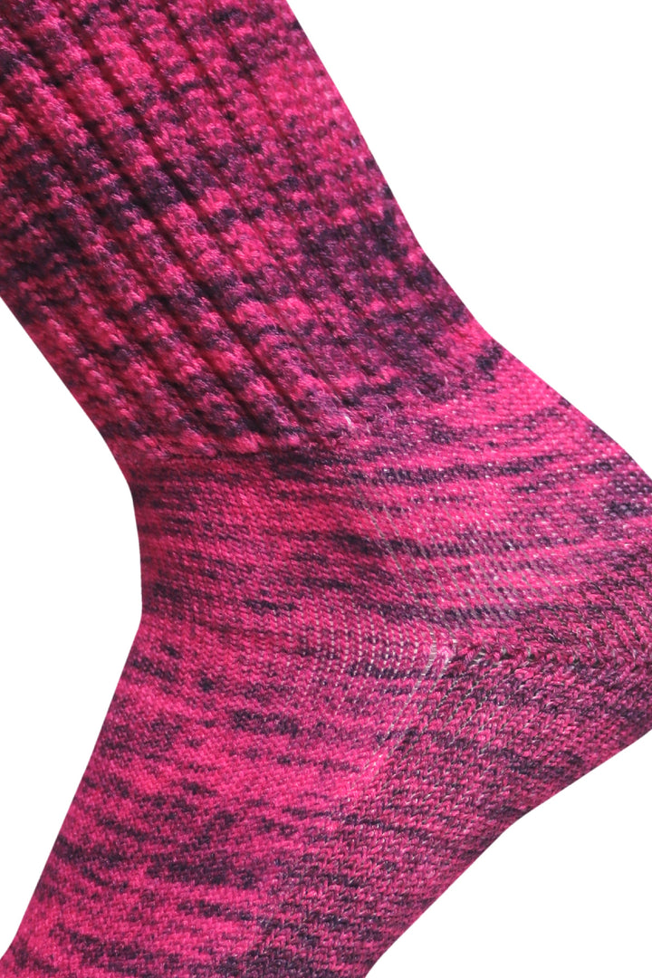 Cozy Diabetic Comfort Relax Fit Heather Magenta Crew Socks