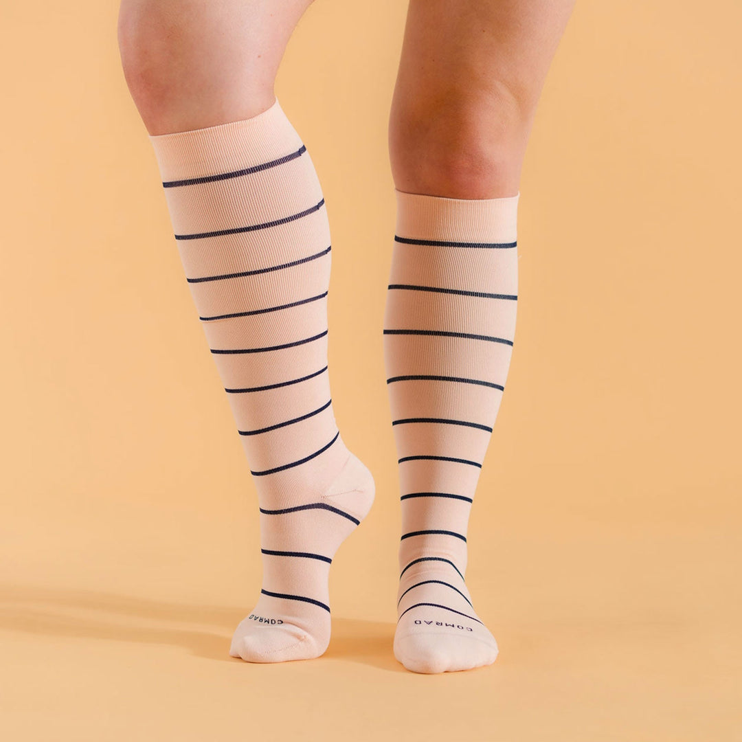 Knee-High Compression Socks – Stripes Rose (20-30 mmHg)