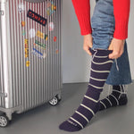Knee-High Compression Socks – Stripes Navy (20-30 mmHg)