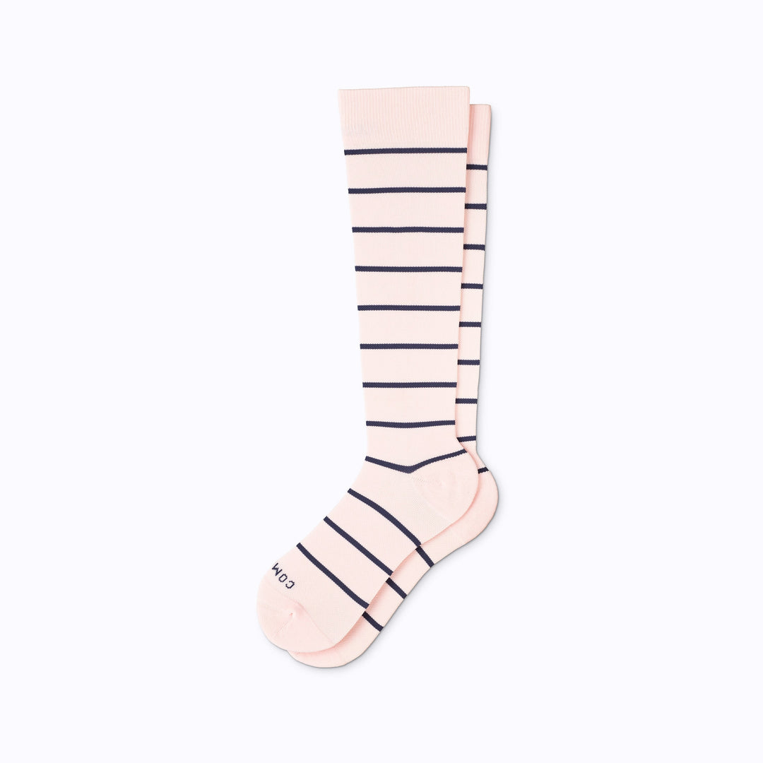 Knee-High Compression Socks – Stripes Rose/Navy