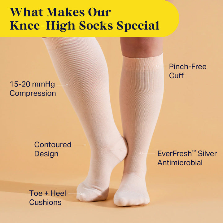 Knee-High Compression Socks – Solid Rose