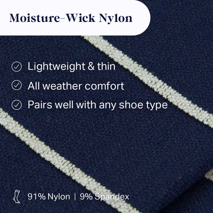 Knee-High Compression Socks – Stripes Navy/Sand