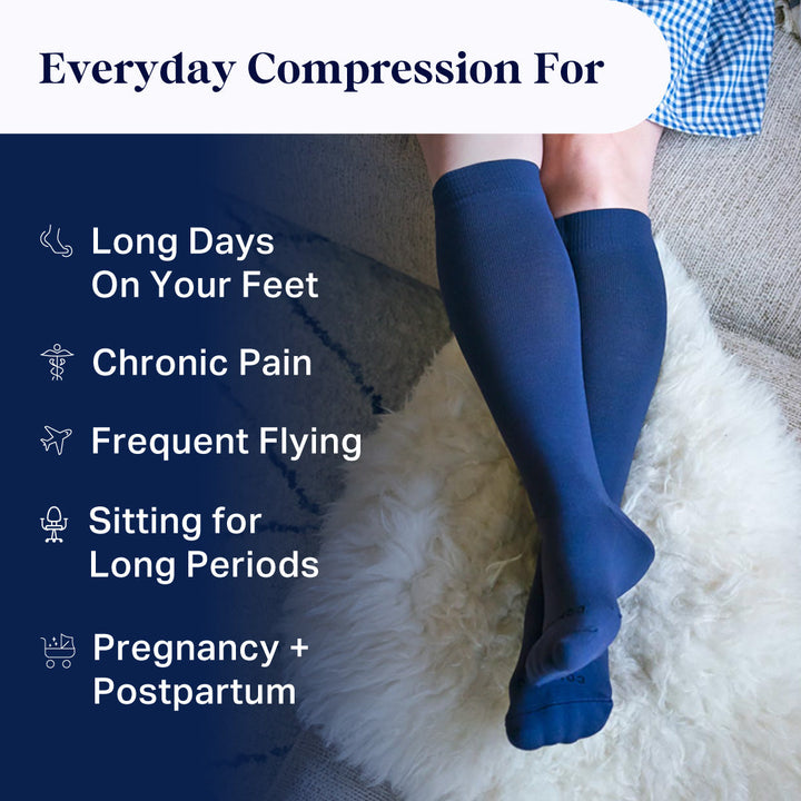 Knee-High Compression Socks – Solid Navy