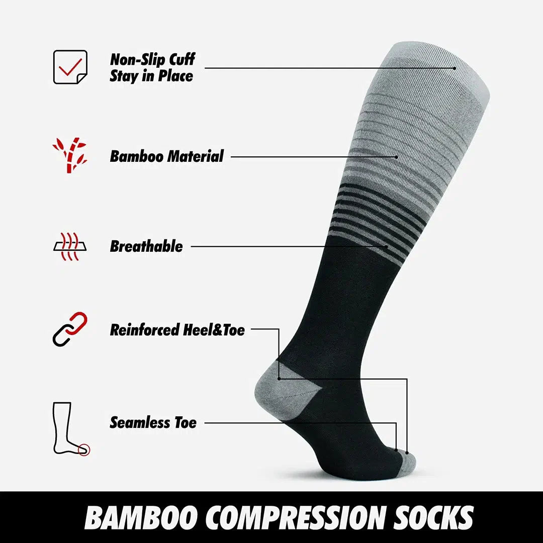 15-20 mmHg Knee High Bamboo Compression Socks for Men & Women - No Cushion