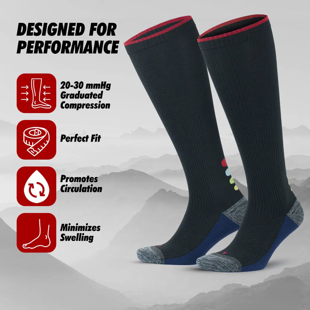 20-30 mmHg Knee High Athletic Compression Socks for Men & Women - Cushioned Sole