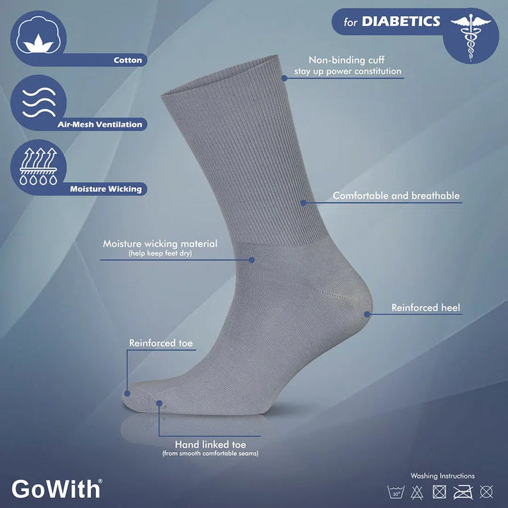 Men's Cotton Diabetic Crew Seamless Dress Socks