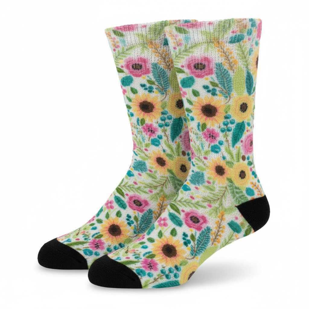 Floral Flowers Diabetic Socks