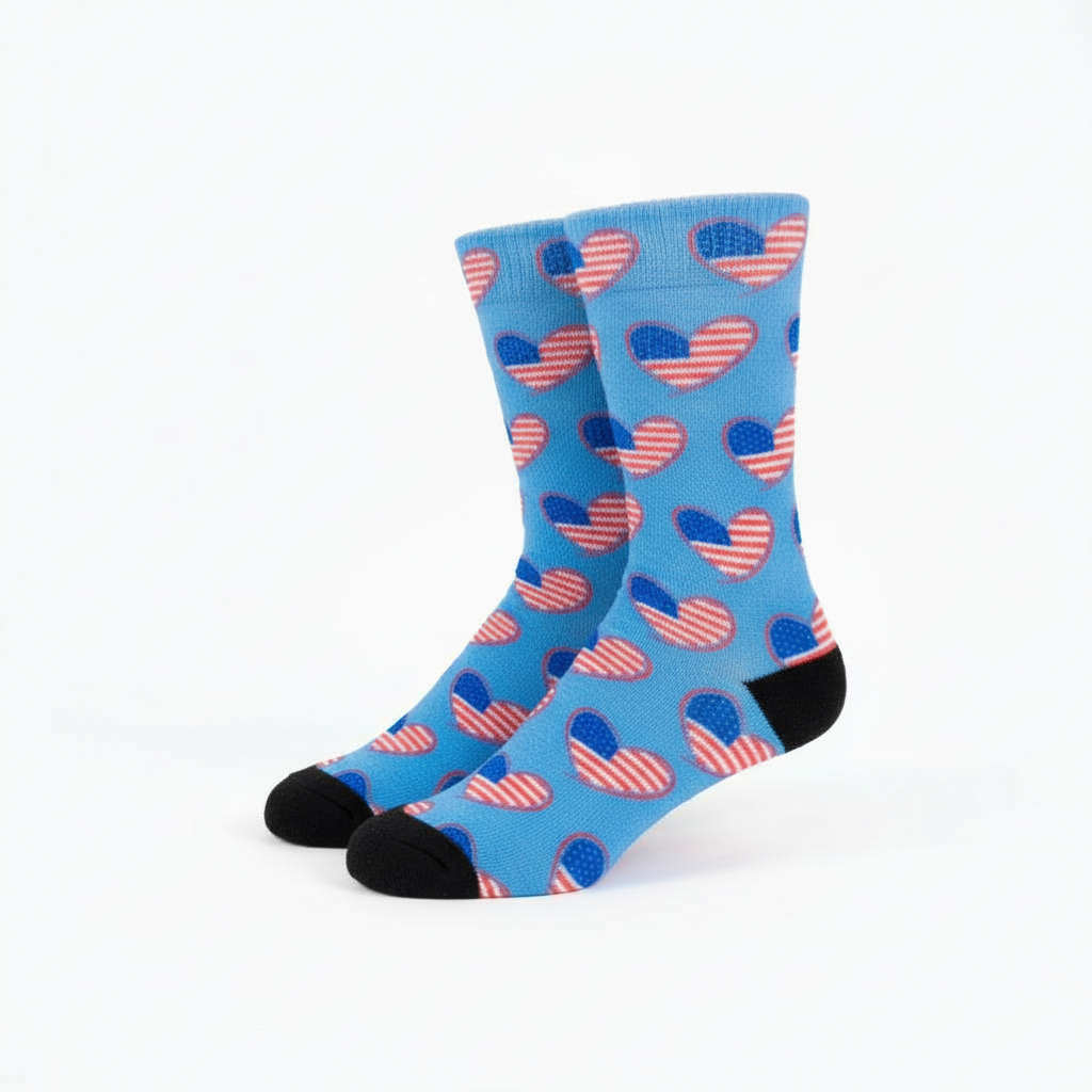 American Flag Hearts Diabetic Socks