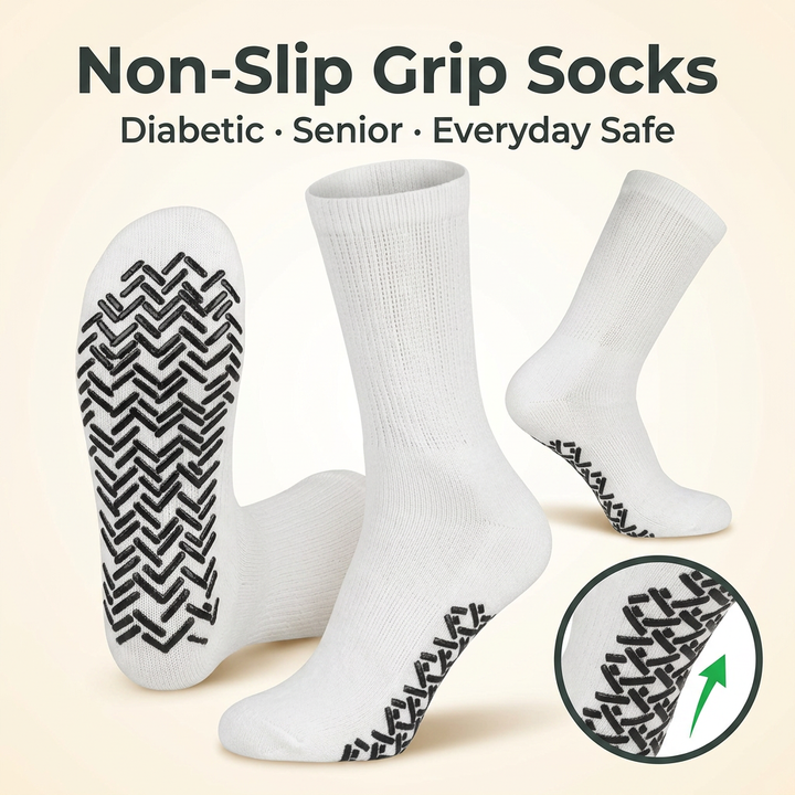 Non-Slip Grip Diabetic Socks — 3-Pair Pack