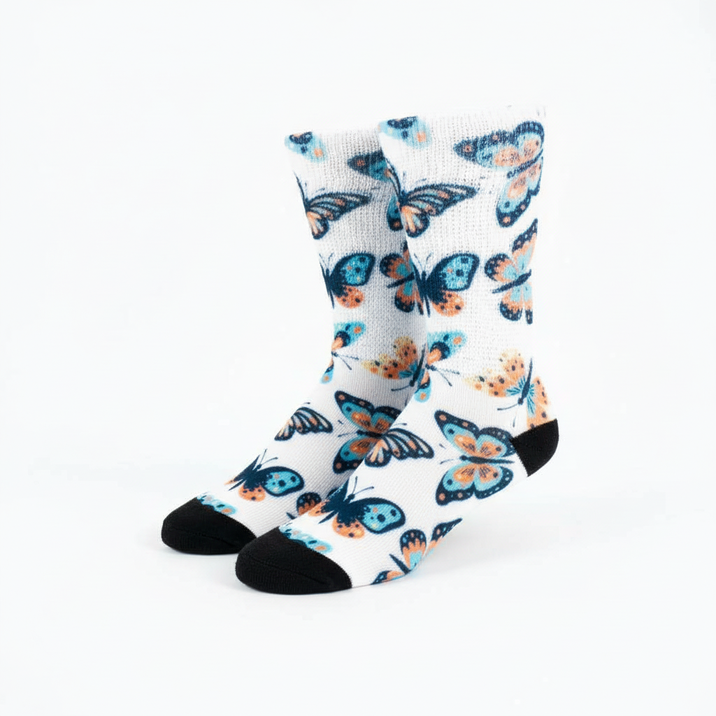 Butterfly Orange & Teal Diabetic Socks