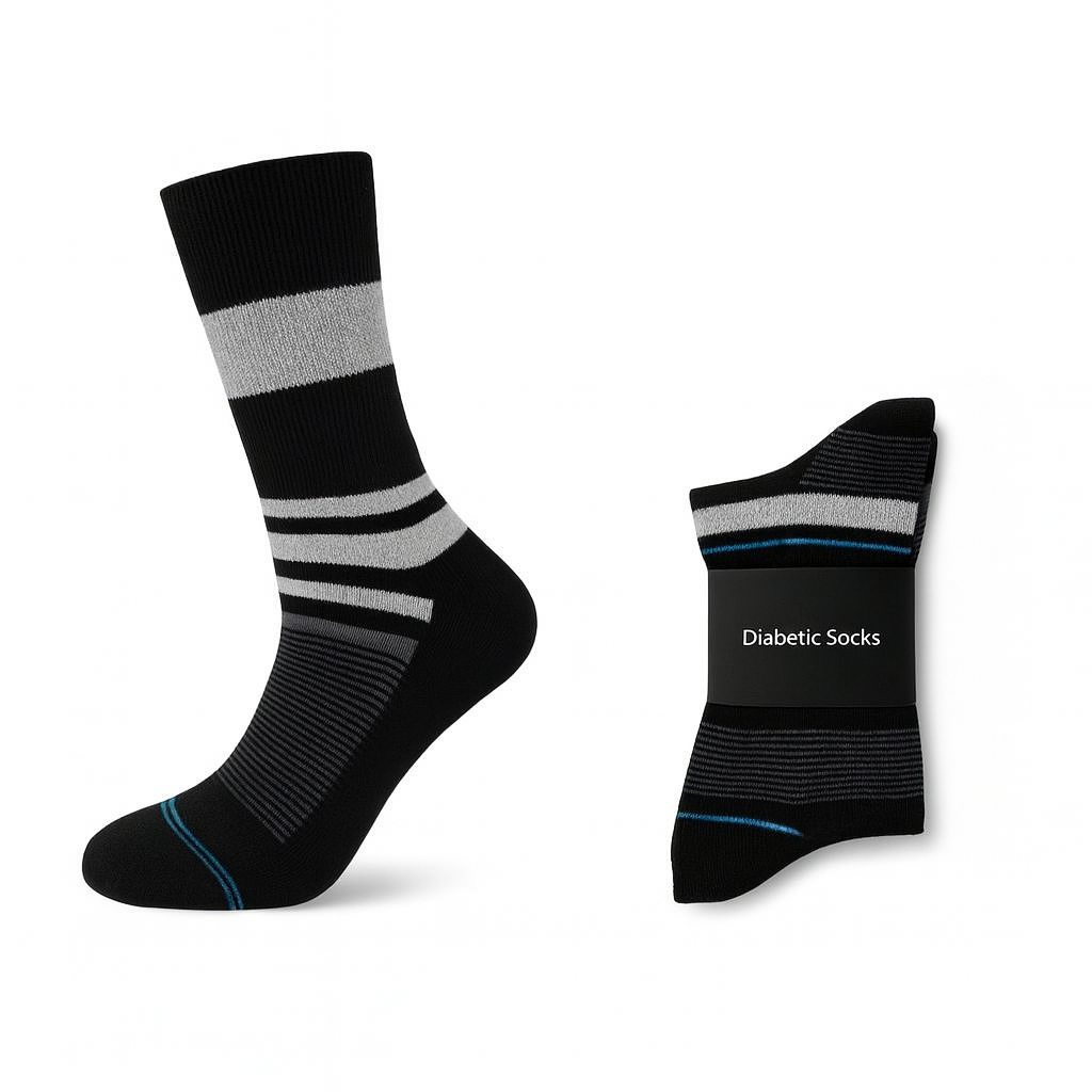 Sock Perfect ActiveLife Diabetic Crew Socks – Stylish Non-Binding Socks with Cushioning