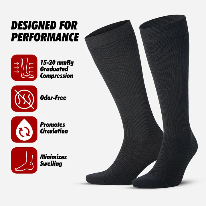 15-20 mmHg Merino Wool Compression Socks for Men & Women - No Cushion