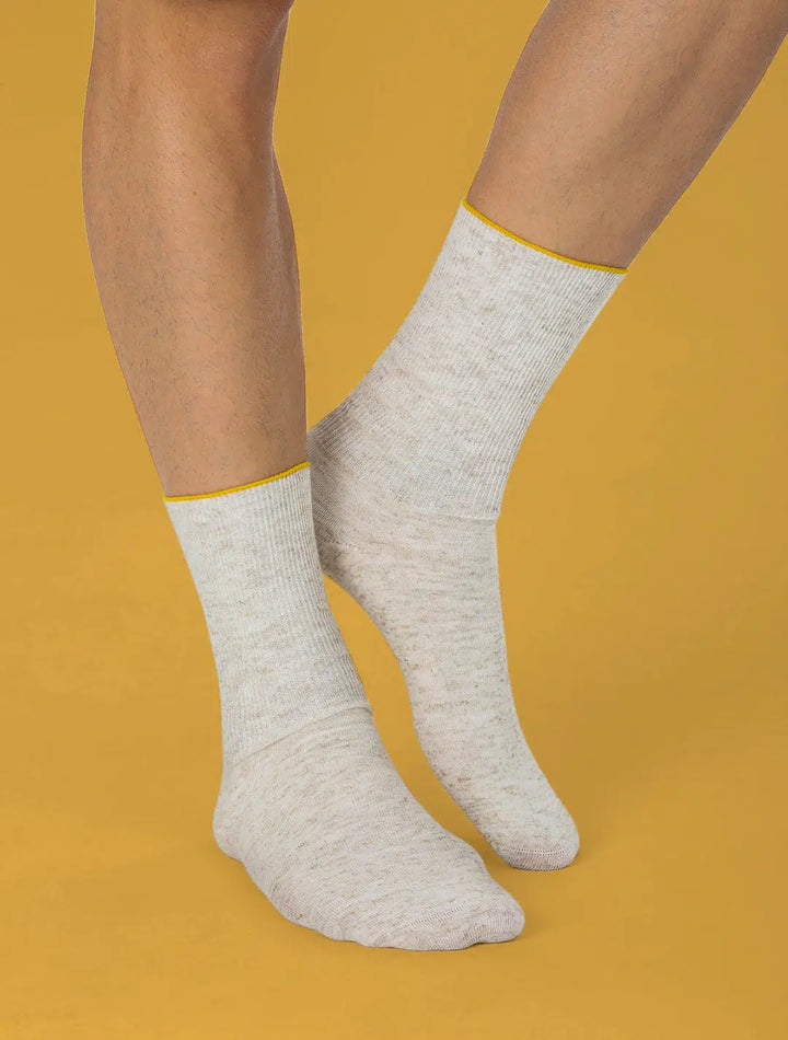 Men's Thin Linen & Cotton Blend Crew Diabetic Socks