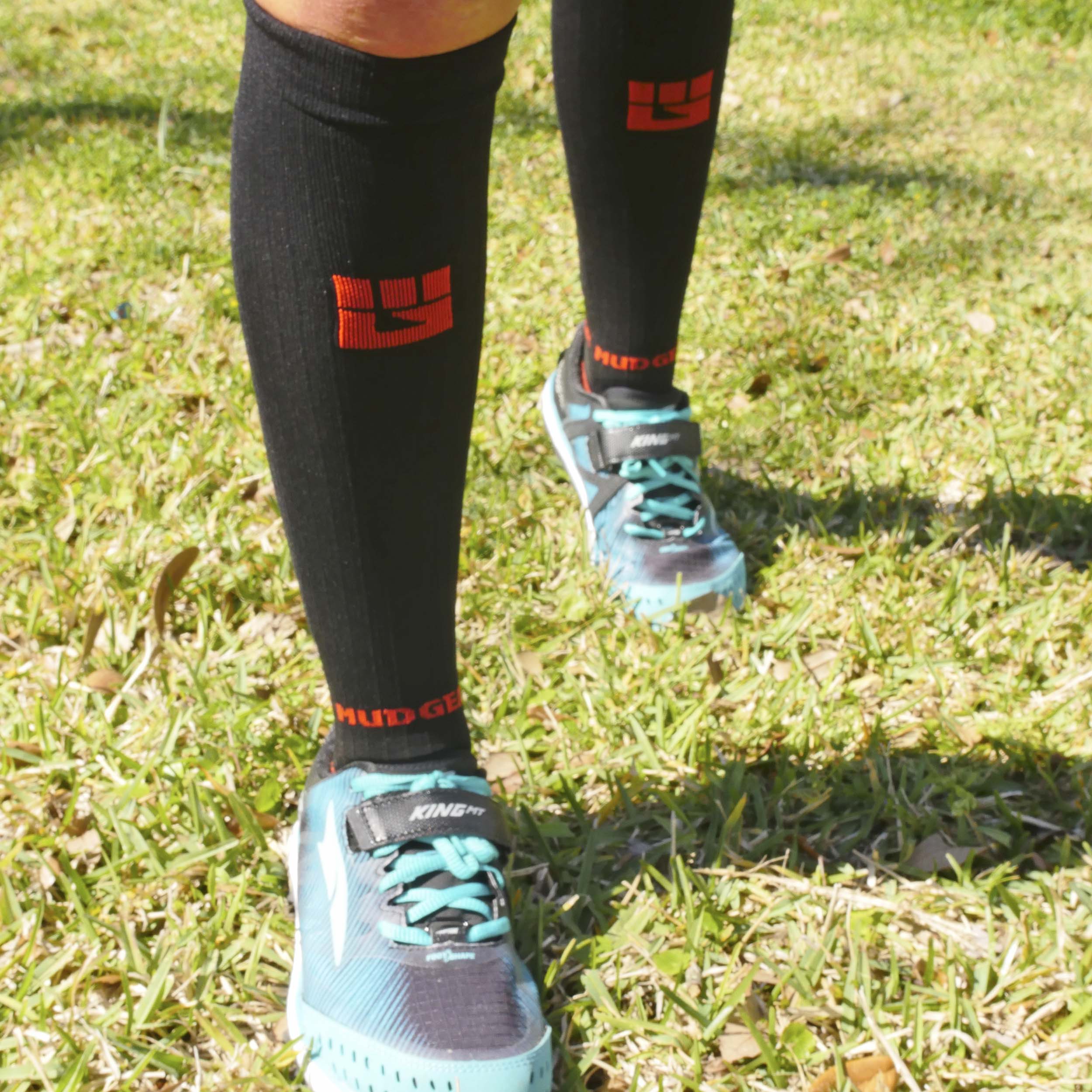 Tall Compression Socks (Black/Orange)