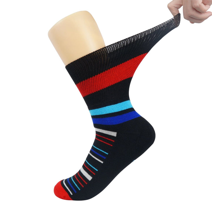 BAMSocks.com - Diabetic & Compression Socks SM/M / BLACK - RED STRIPES Diabetic Socks - Striped