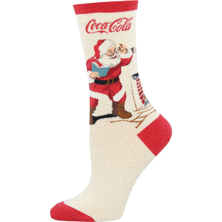 BAMSocks.com - Premium Luxury Socks Holiday Socks White / Women 4 - 10 Classic Coke Santa Socks | Crew Socks for Women