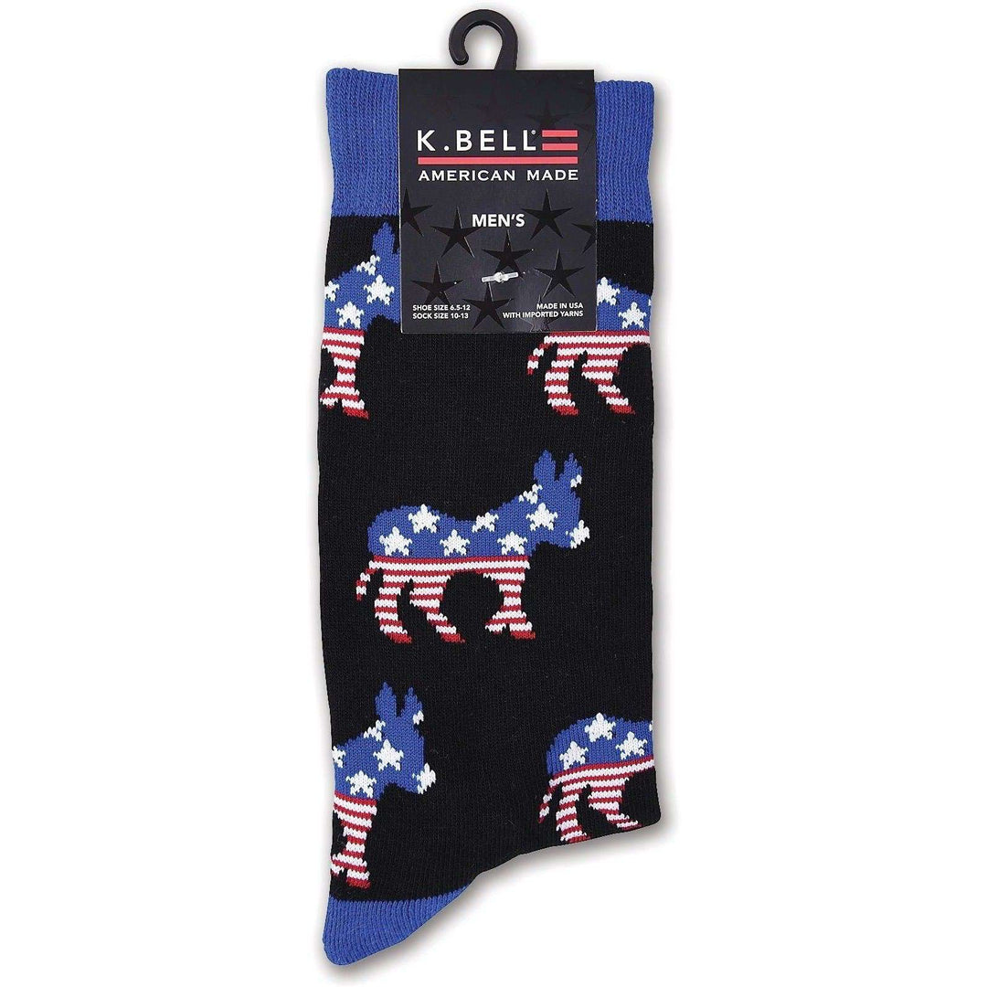 K. Bell Socks Men's Democrat Crew Socks - Made in American - K. Bell