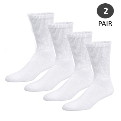 Sock Perfect Diabetic Socks SM/MEDIUM / White Diabetic Crew Socks (2 Pair)
