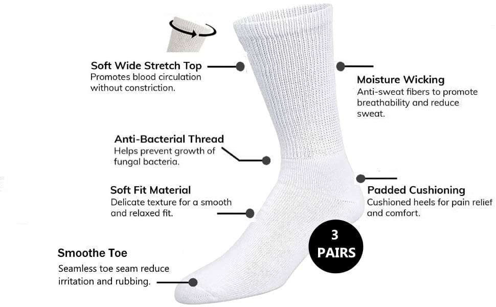 Sock Perfect Diabetic Socks Sock Perfect Crew Extra Stretch Diabetic Socks (3 Pair)