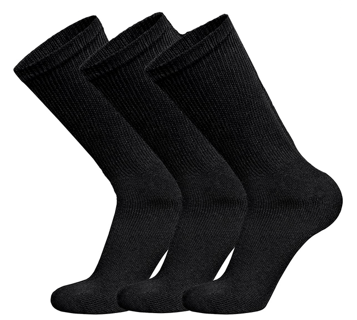 Sock Perfect SMALL/MEDIUM / BLACK Diabetic Triple Stretch Crew Socks (3 Pair)
