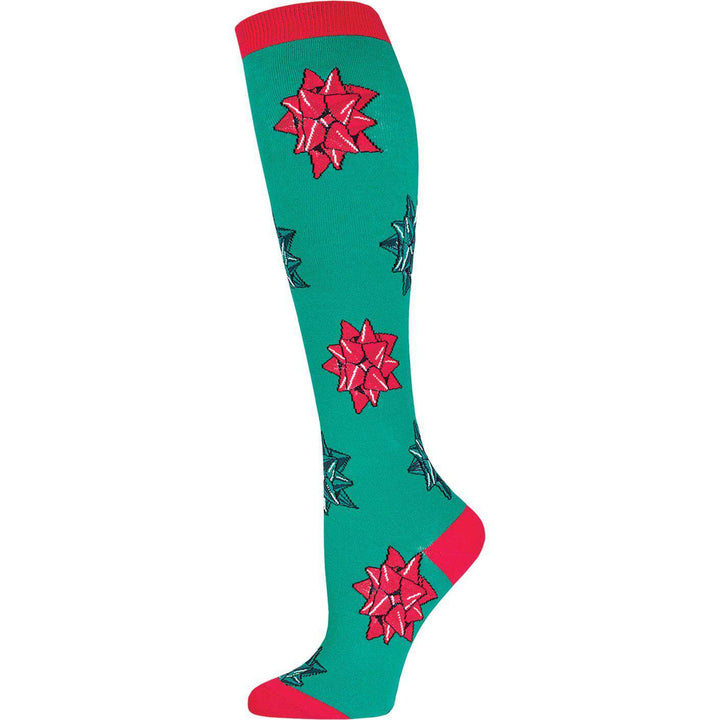 Sock Smith Holiday Socks Green / Women's 4 - 10 Christmas Bows Socks  | Crew Socks for Women